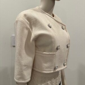 Chanel Short Jacket Ivory Wool Blend 36